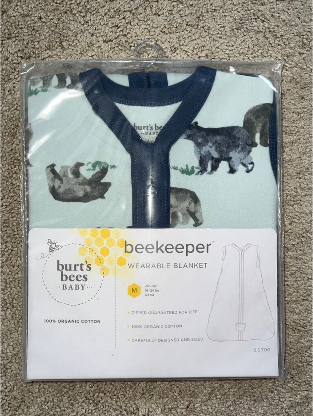 NIP organic Burt's Bees Beekeeper wearable blanket sleep sack size M